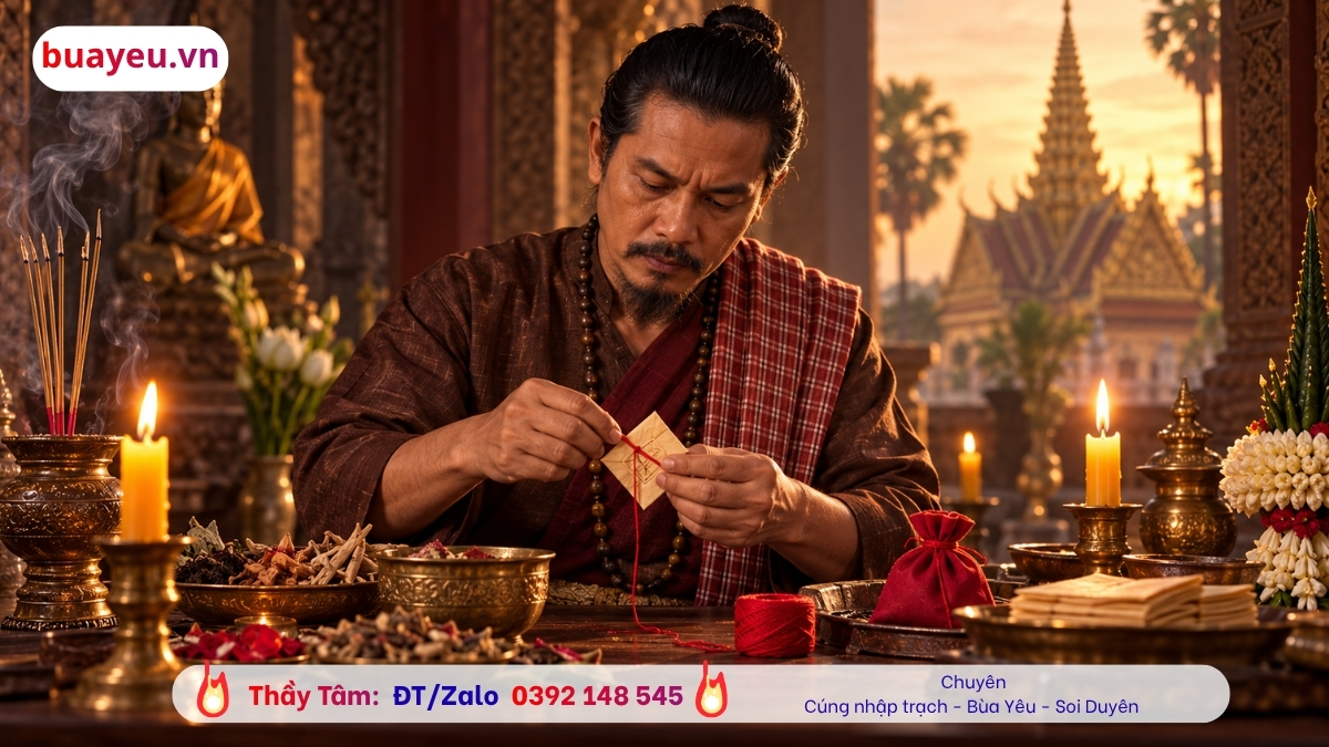Thầy làm bùa yêu của người Khmer (người Miên) được nhiều người tìm đến tại Cà Mau 1 Bùa yêu của người Khmer (người Miên) giúp níu kéo, hàn gắn tình cảm